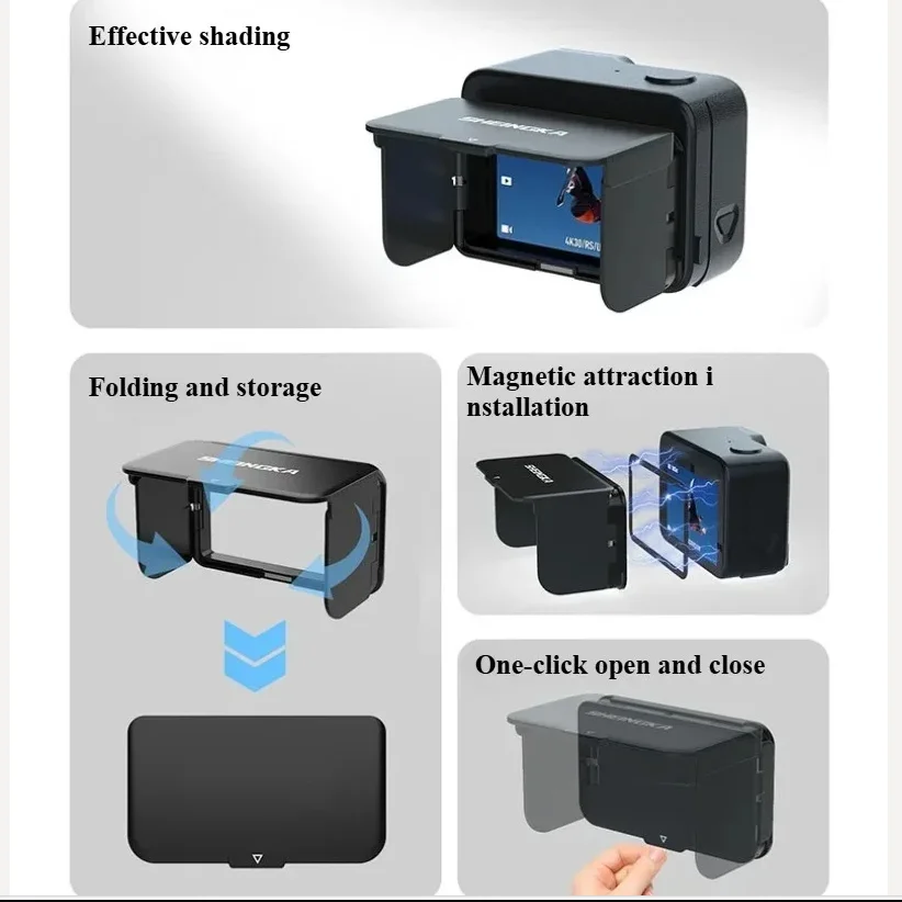 For Insta360 Ace Pro2 Magnetic Screen Lens Hood Anti-reflective Glare Sports Camera Foldable Screen Hood For Insta360 Ace Pro