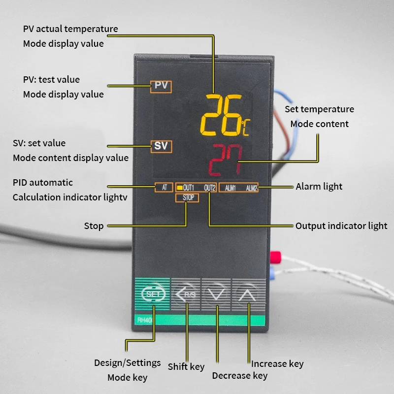 RH400 PID Digital Intelligent Industrial Temperature Controller 220V Thermostat SSR Relay Output (Relay output) FK02