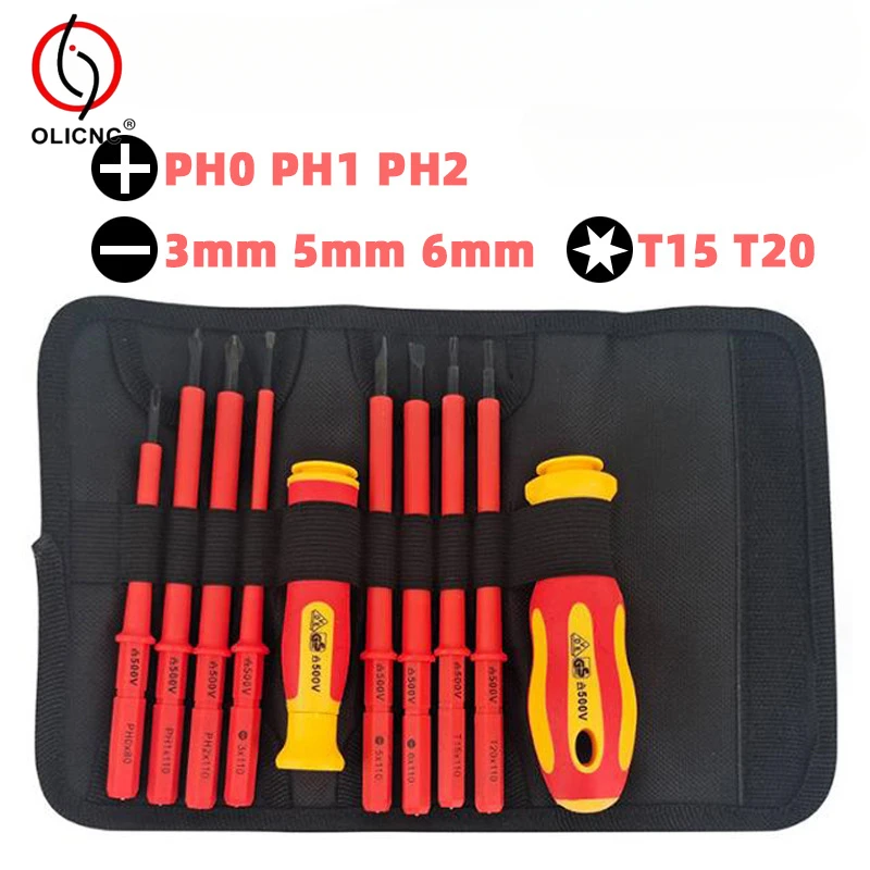 Insulated Magnetic Screwdriver Set Phillips Torx Screw Driver Bits Home Repair Electricians Tools Set 10 in 1 Hand Tools