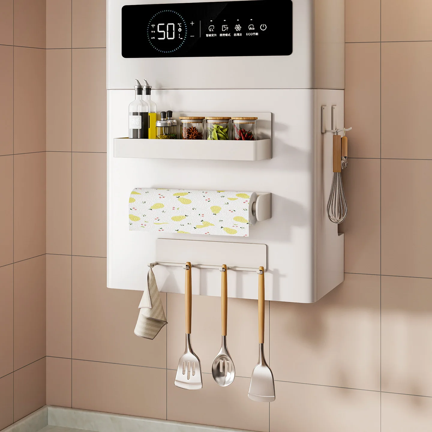 Shelf under wall-mounted boiler, water heater, shield, kitchen gas and natural gas pipeline, cover up, shade board decoration