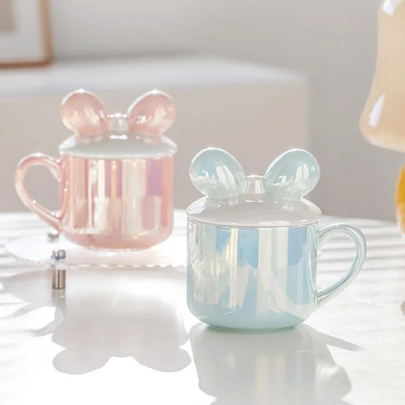 

Faionable Knot Mugs Cute Girls Office ternoon Tea Cups Couples Gifts Modern Sle Enamel Cups Universal Use