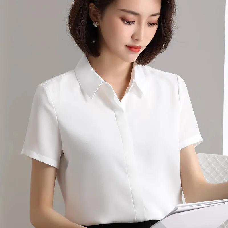 

Iron-Free Short-Sleeve Shirt Women's Summer Thin High-End White Anti-Wrinkle Professional Workwear Formal Interview Outfit