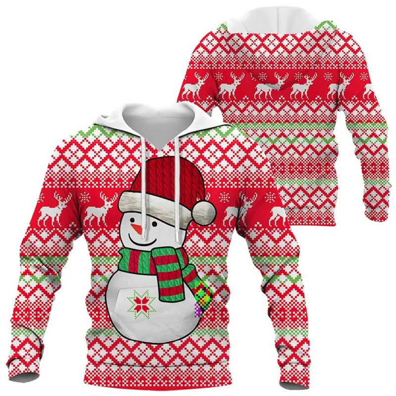 Long Sleeve Christmas Style Men's Fashion Hooded Sweatshirts 3D Printed Street Hip Hop New Year Male HoodiesTops 6XL Plus Size