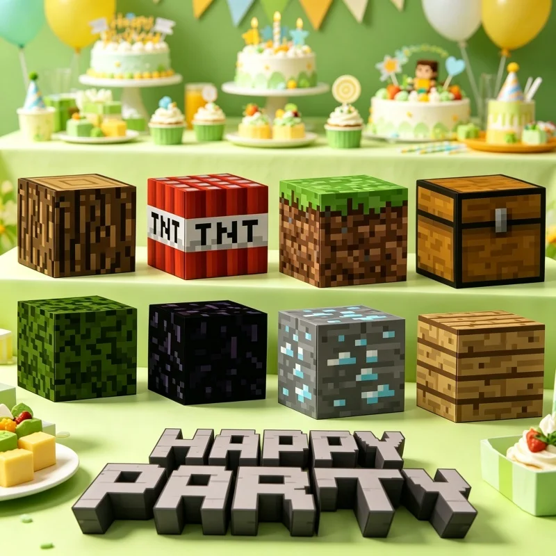 Boîte carrée TNT 8 pièces, décoration d'anniversaire, boîte cadeau de dessin animé, bonbons, fournitures de fête, boîte d'emballage en papier portable
