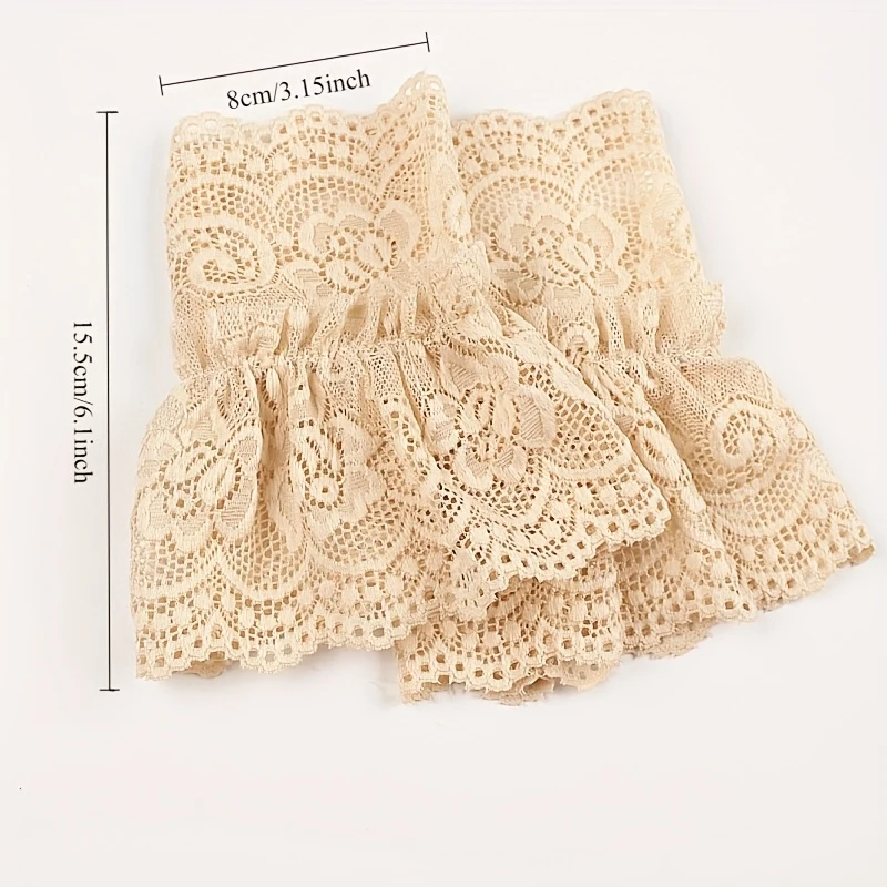 1 Pair Lace Hollow Wristbands for Women,Wrist Covers Lace Trim,Stretch Floral Flower Design,For Parties,Weddings,Formal Events view 4