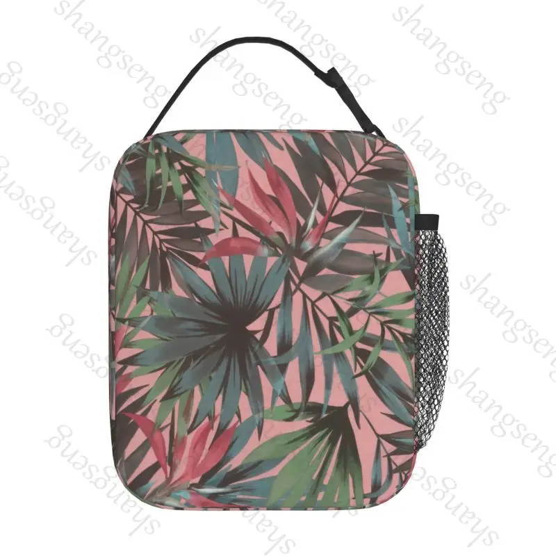 Tropical flowers jungle leaves Insulated Thermal Bag Lunch bag Foods Drink Storage Leakproof Picnic Camping Bags Outdoor Box