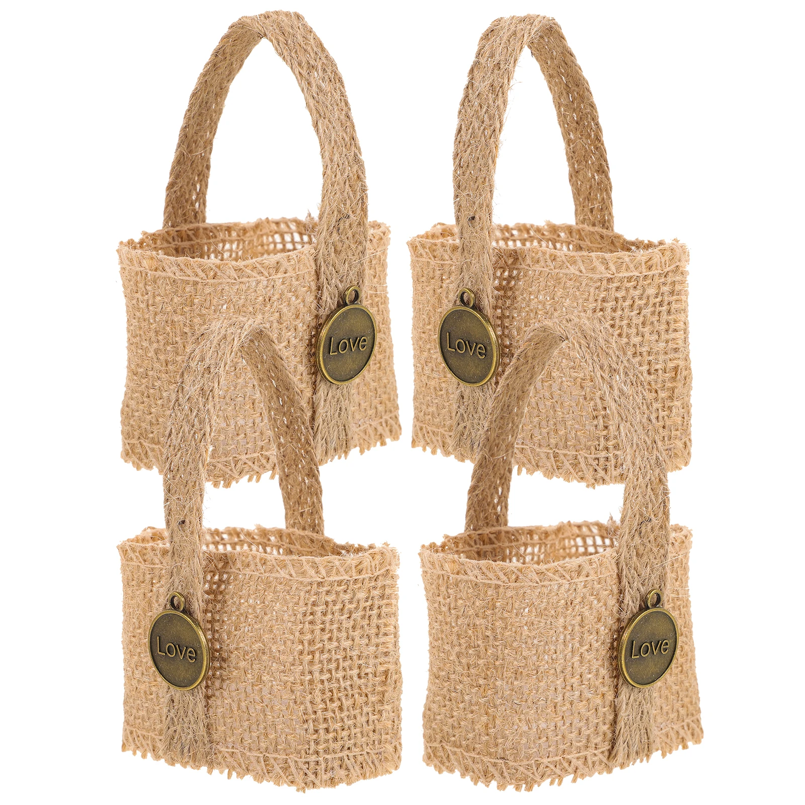 

4 Pcs Wedding Decor Gift Bag Burlap Candy Pillow Banquet Storage Linen Shopping