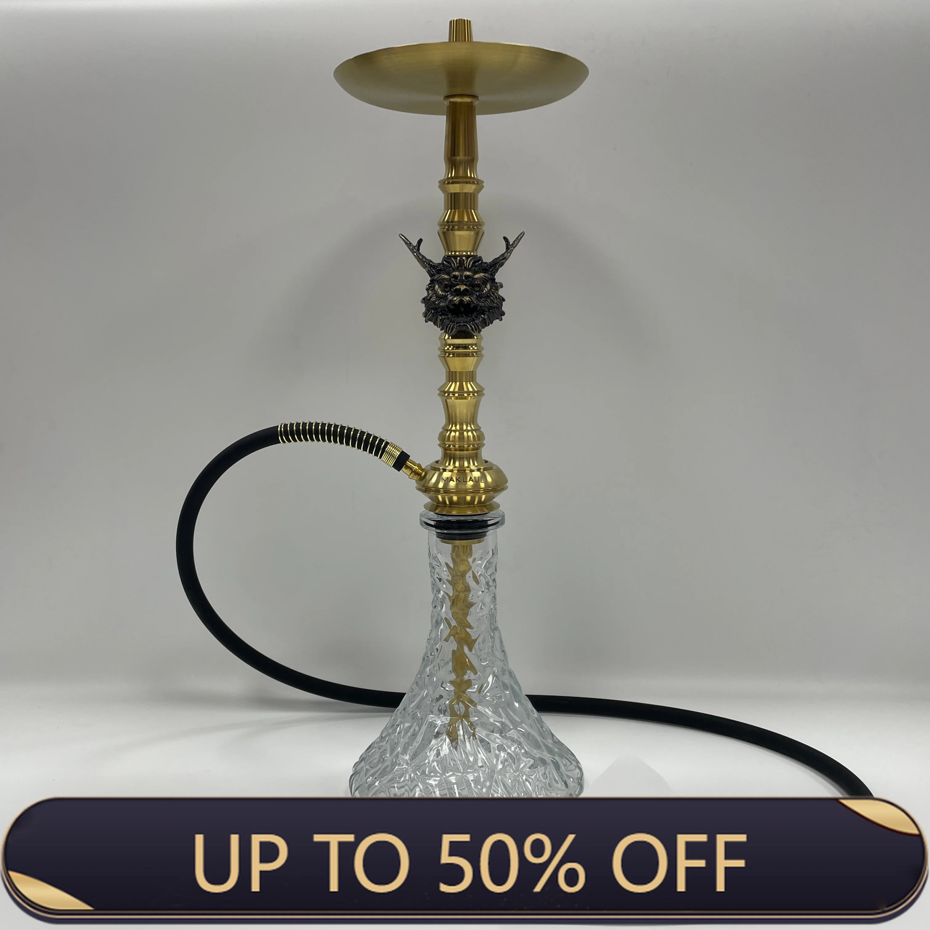 Maklaud Hookah Dragon 304 Stainless Steel Large Hookah with Glass Bottle Single Pipe