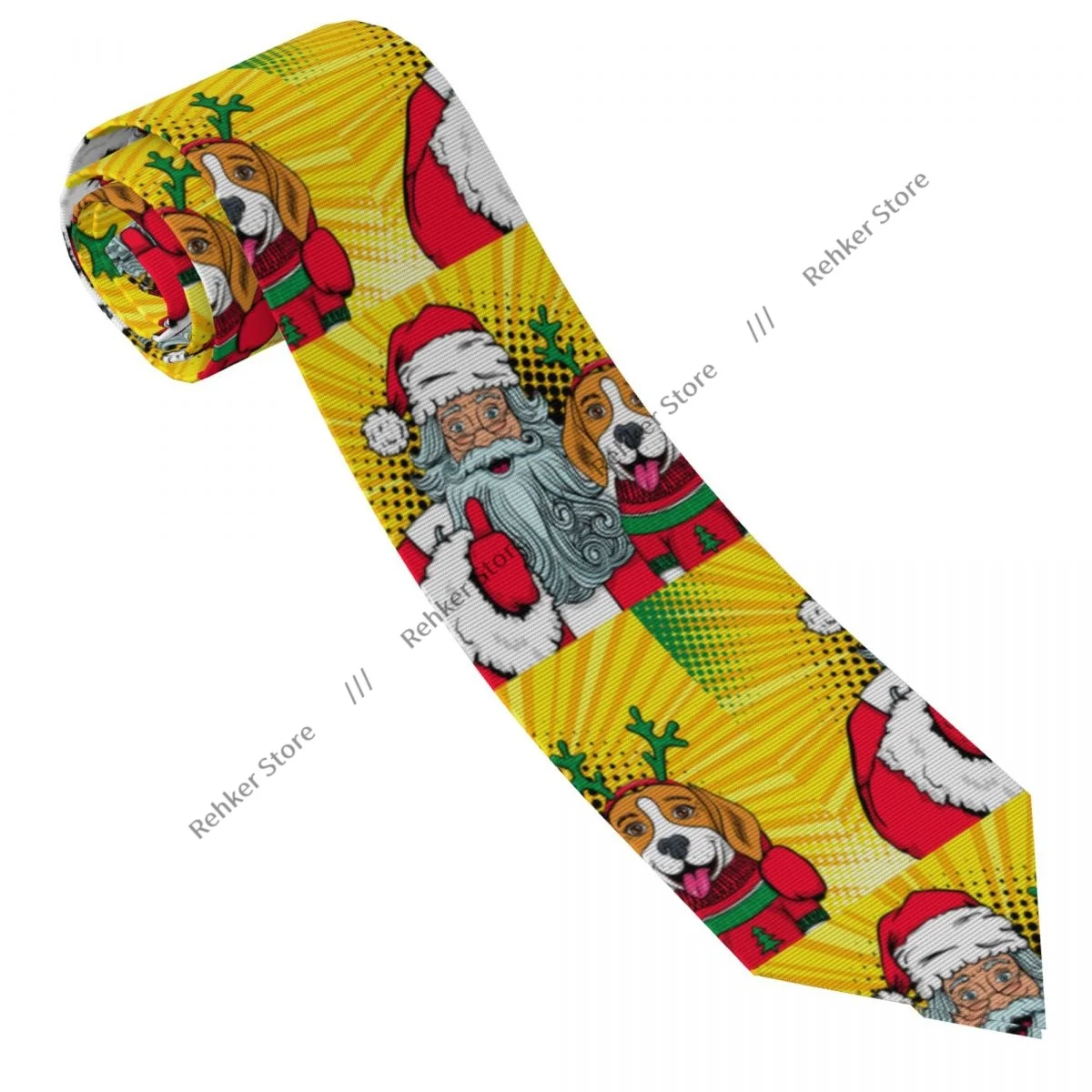 Mens Tie Classic Skinny Santa Claus With Hugs Neckties Narrow Collar Slim Casual Tie Gift