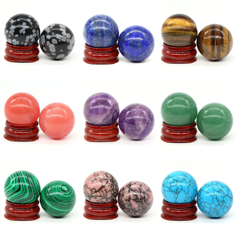 25mm Crystal Ball Natural Stones Healing Gemstones Amethyst Quartz Sphere Energy Meditation Globe Massage Balls Home Decor Gifts