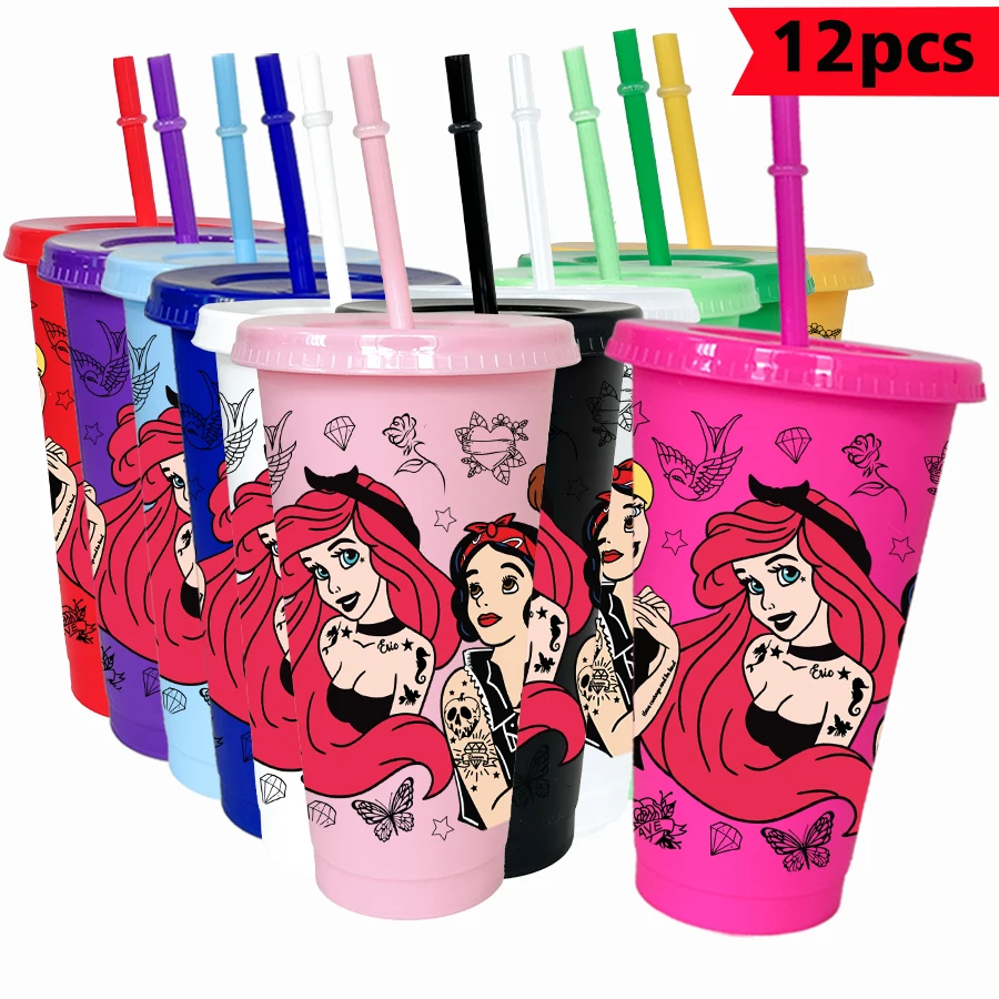 

12PCS/pack Disney, redhead female,26oz multi-color plastic water cup party drinking utensils birthday/back to school gift