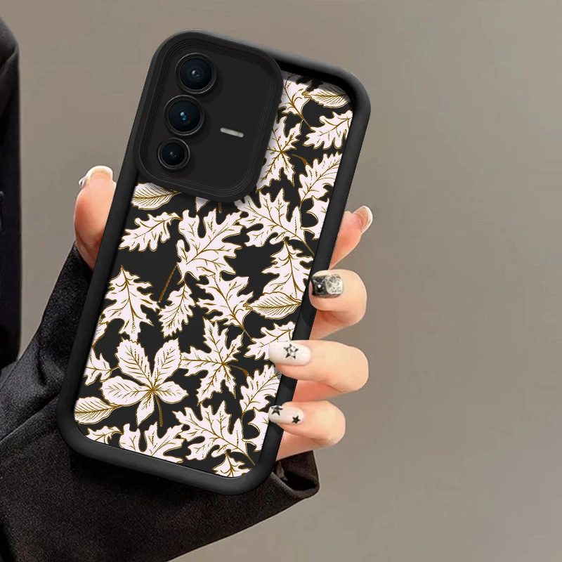 

Leaves Pattern Phone Case For Vivo V70 FE V60 Lite V50 V40 Pro V30 SE V29E V29 V27E V25 V23 Shockproof Silicone Matte Soft Cover