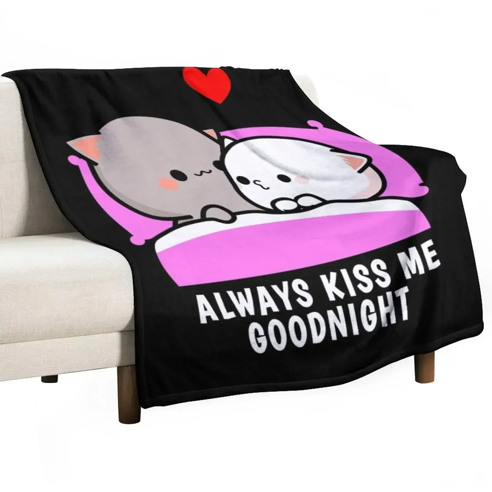 New Peach Cat and Goma Always Kiss Me Goodnight Throw Blanket Loose Soft blankets ands Decorative Sofas Blankets