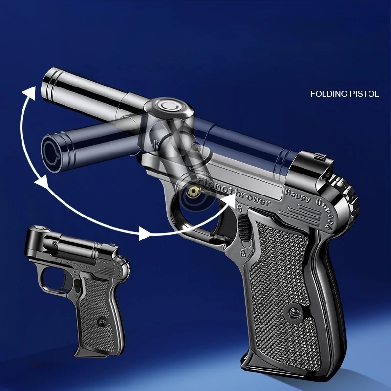 Windproof Foldable Rotary Lighter Outdoor Metal Jet High Power Blue Flame Butane Gas Kitchen Portable Lighter - Image 5