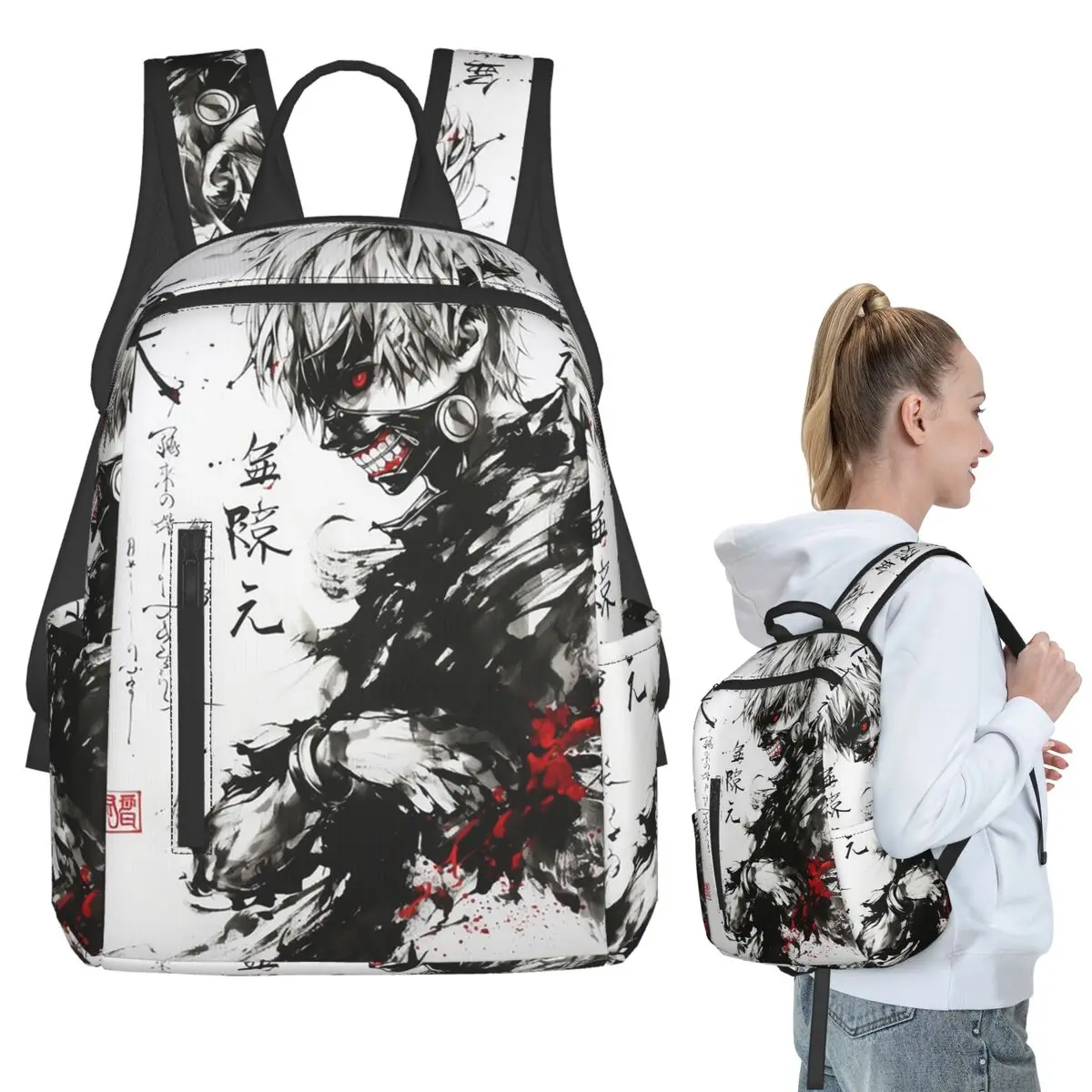 Anime Tokyo Ghoul Kaneki Ken Backpack Student BookBag Children School Bag Computer Shoulder Bags Men Women