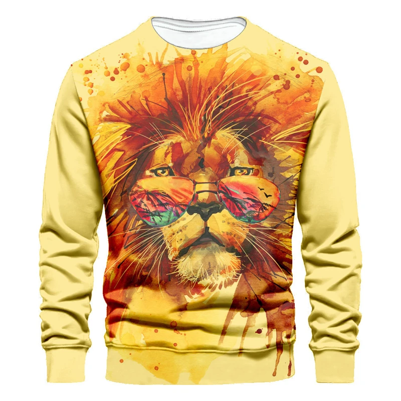 

Lion Tiger Animel 3D Printed Sweatshirts For Men Clothing Casual Long Sleeve O Neck Tops Streetwear Baggy Sweater Trendy Unisex