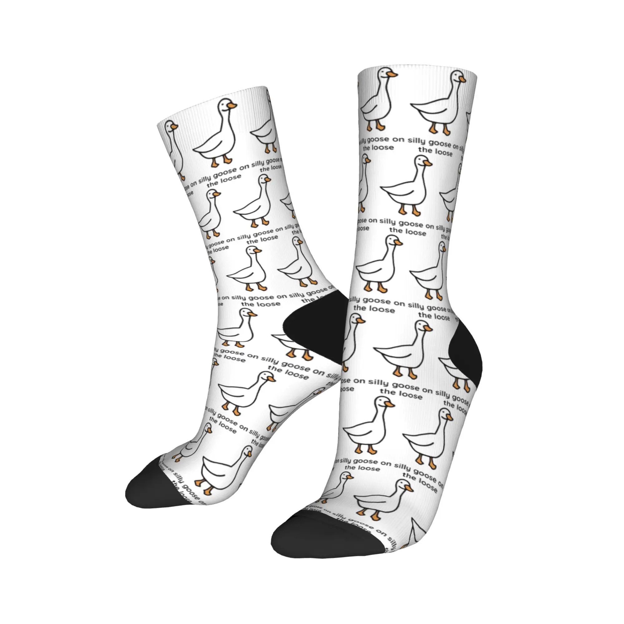 Men Socks Silly Goose On The Loose  Stockings Non-Slip Soft Breathable Socks Autumn Casual Printed Running Socks