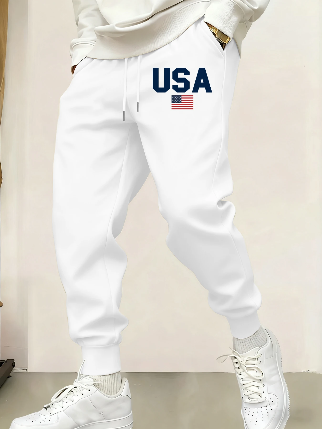 

Usa Stars And Stripes Prints Mans Sweatpants Y2K Comfy Long Pants Casual Basic Trousers Fashion Elastic Waist All-Match Pant