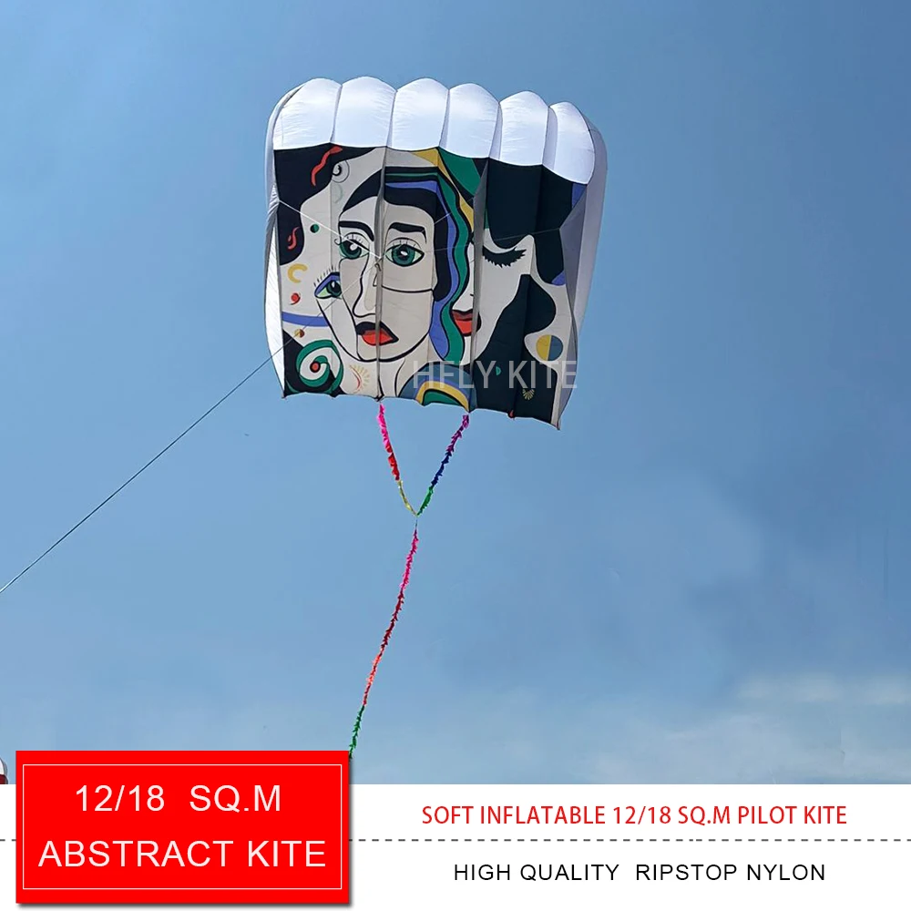HFLY New Arrival Soft Inflatable 12/18 SQ.M Abstract Pilot Kite for Adults High Quality Ripstop Nylon Show Lifter Tractor Kites
