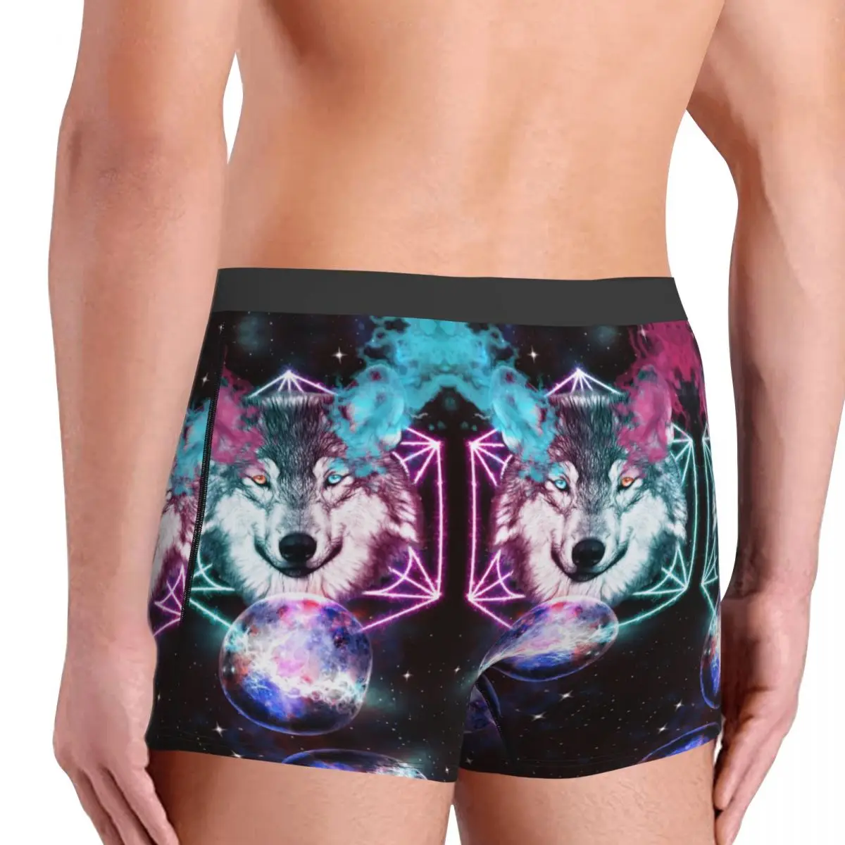 Animal Arts Wolf Nebula Celestial Underpants Cotton Panties Men\'s Underwear Print Shorts Boxer Briefs