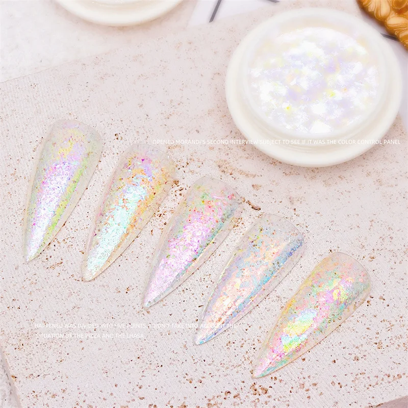 1Pc Opal zdobienie paznokci łuska cekiny holograficzny paznokieć z brokatem DIY kryształ akrylowy proszek nieregularne błyszczące syrenka lustro Neon Paillettes