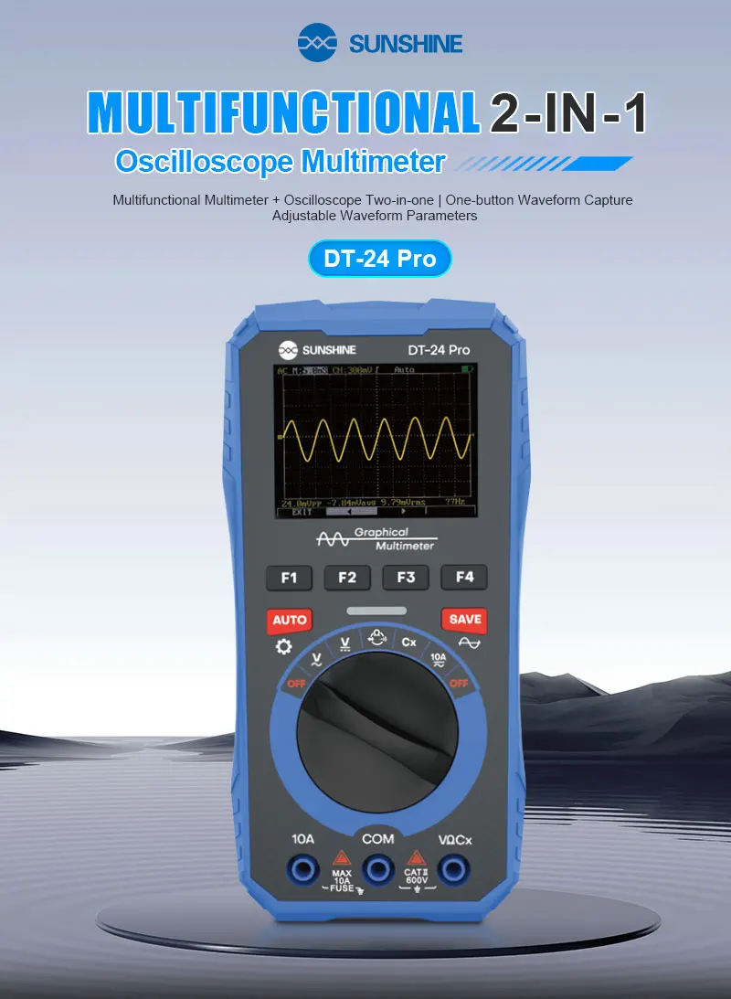 

SUNSHINE DT-24 Pro Multifunctional Oscilloscope Convenient Data Storage Automatic Sleep Intelligent Protection