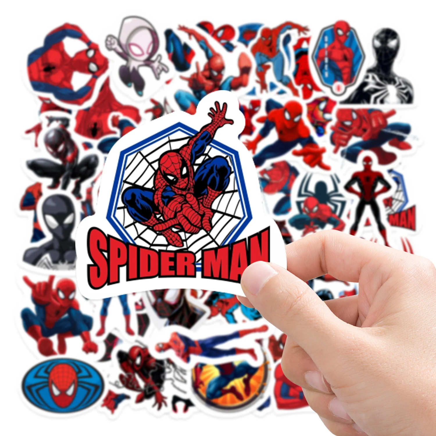 55 قطعة من ملصقات الرسوم المتحركة Marvel Superhero للهاتف المحمول والجيتار والكمبيوتر المحمول وحقيبة الملصقات المقاومة للماء، Spider-Man