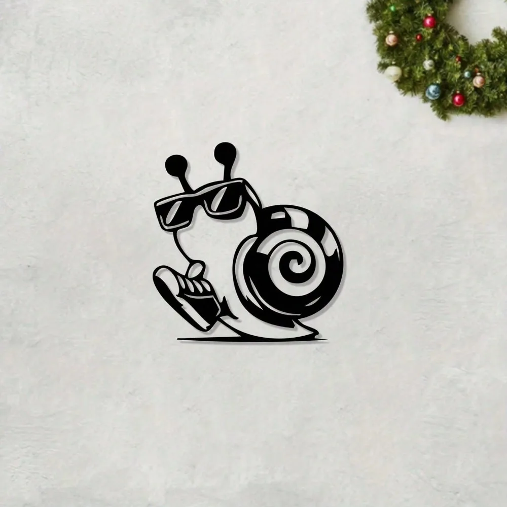 CIFbuy Metal Wall Art Snail Sculpture Iron Craft Weather Resistant Indoor Outdoor Garden Decor Glasses Wearing Snail Home Decor