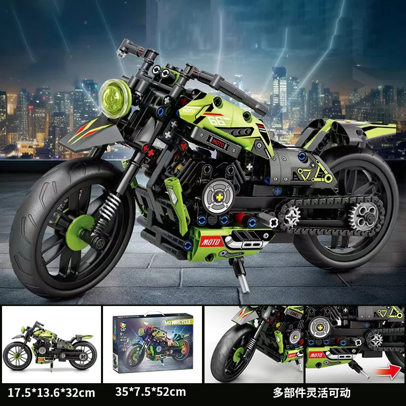 Motocicleta de juguete para niños, regalo Compatible con estilo Lego, bloques de construcción de bicicletas todoterreno, modelo de ensamblaje, construcción móvil para niños y adultos