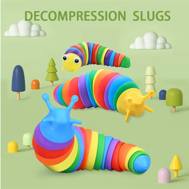 Flexible Fingertip Sensory Montessoris Toy Antistress Squirming Slug Autism Toys Autism Chiledren Gift Decompression Slug Cute