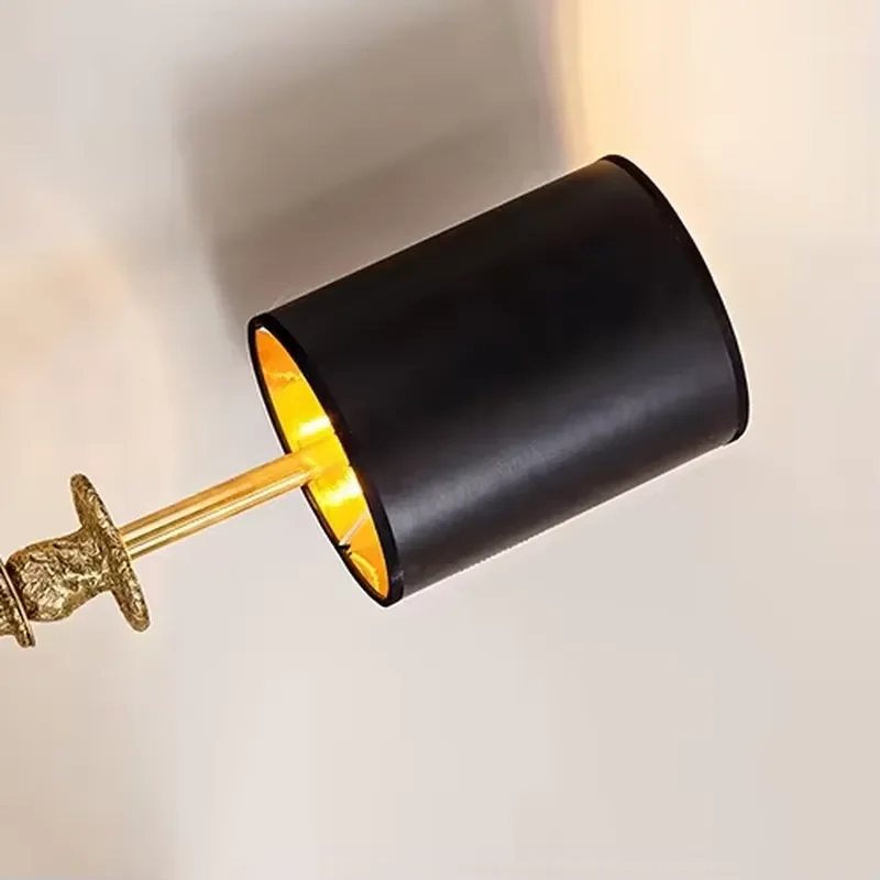 Modern Art Deco Torch Copper Metal Brass Lamp Body Single Head Wall Sconces Light Lighting for Hotel/home with Black