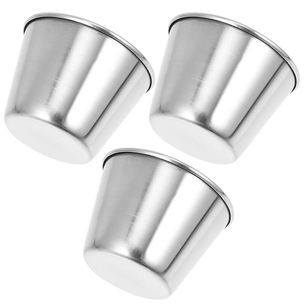 

3pcs Stainless Steel Dipping Cup Smooth Corrosion Resistant Easy Clean Kitchen Supply For Family Dinner Picnic Barbecue Salad