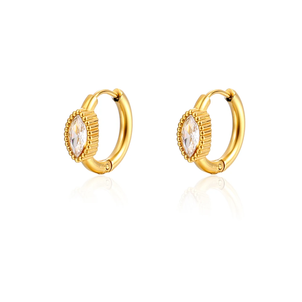 Stainless Steel Europe And America Love Zircon Stone Fashion Stud Earrings Silver Color And Gold Plated Jewelry Gift For Women