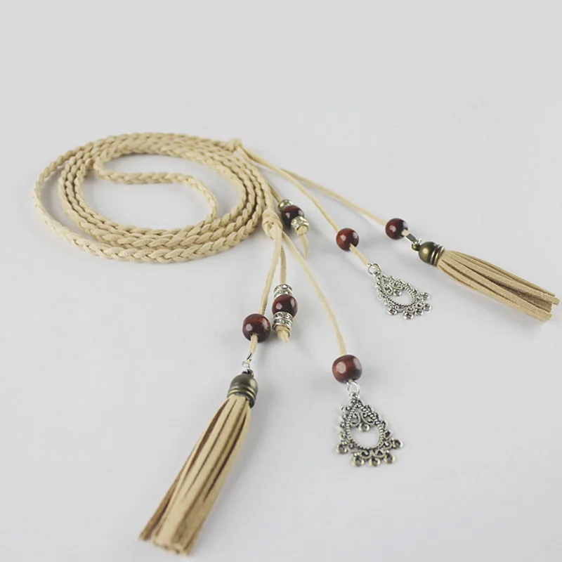 

Women Waist Belt RetroTassel Twist Weaving Rope Belts for Dress Hip High Ladies Braided Waistband Knot Straps Accessories