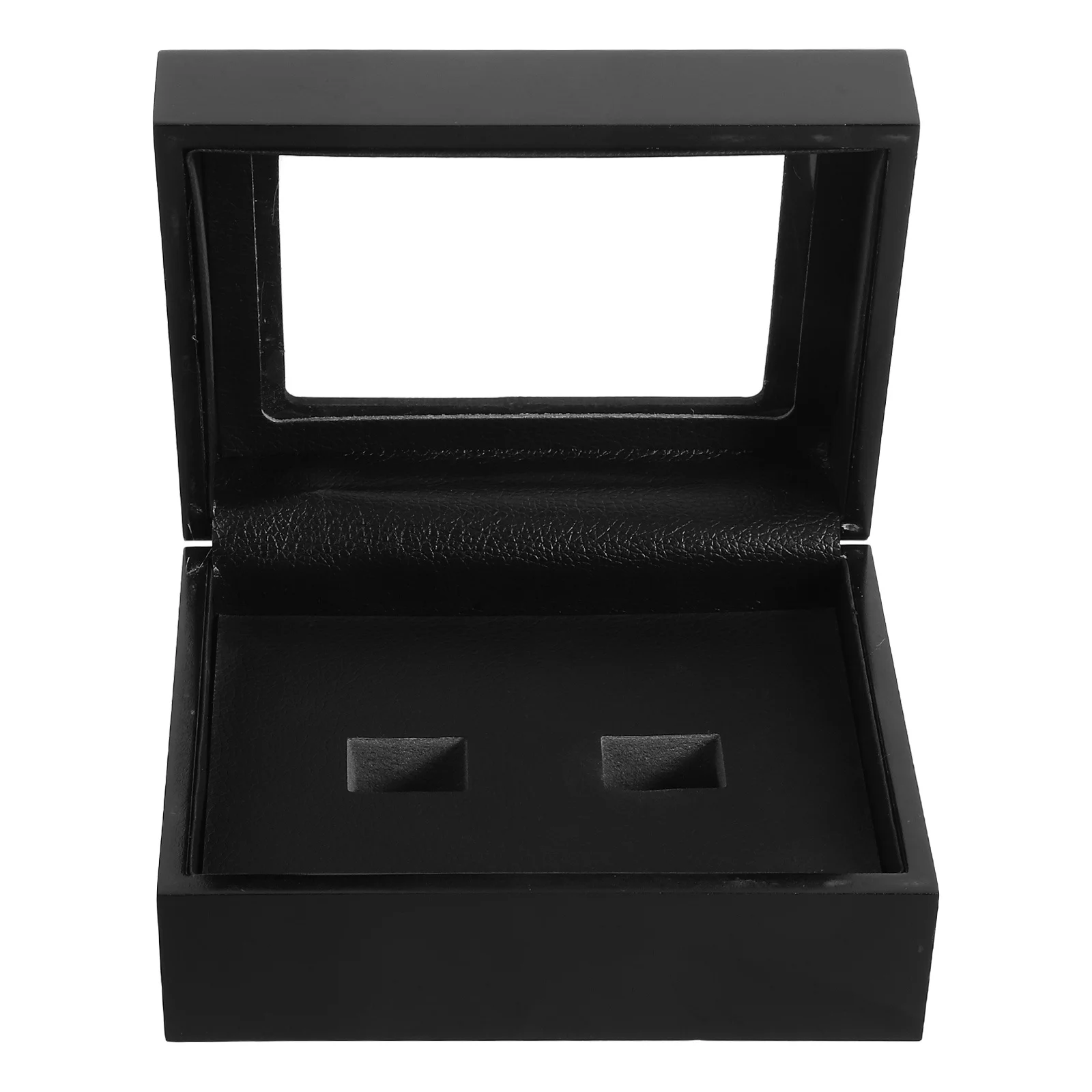 

Черная деревянная шкатулка для драгоценностей, элегантная витрина для колец для чемпионата, обручальные кольца, держатель для хранения, органайзер