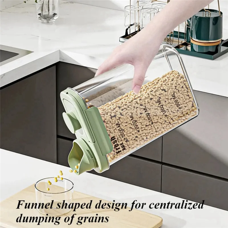 ABFY-Transparent Kitchen Grain Storage Container With Handle, 2800Ml, Moisture-Proof And Insect-Resistant