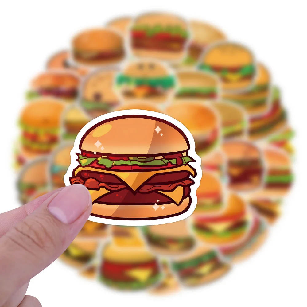 

60PCS Cartoon New Hamburger Graffiti Stickers Decoration Notebook Guitar Laptop Suitcase DIY Stickers Waterproof Decal