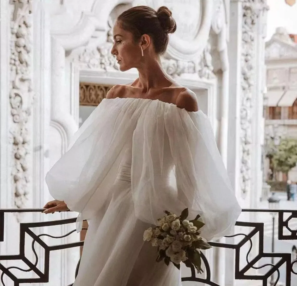 Cape de mariée à manches bouffantes pour femmes, col bateau, haussement d'épaules de fête formelle, veste de mariage détachée, occasions spéciales, BEmbed o