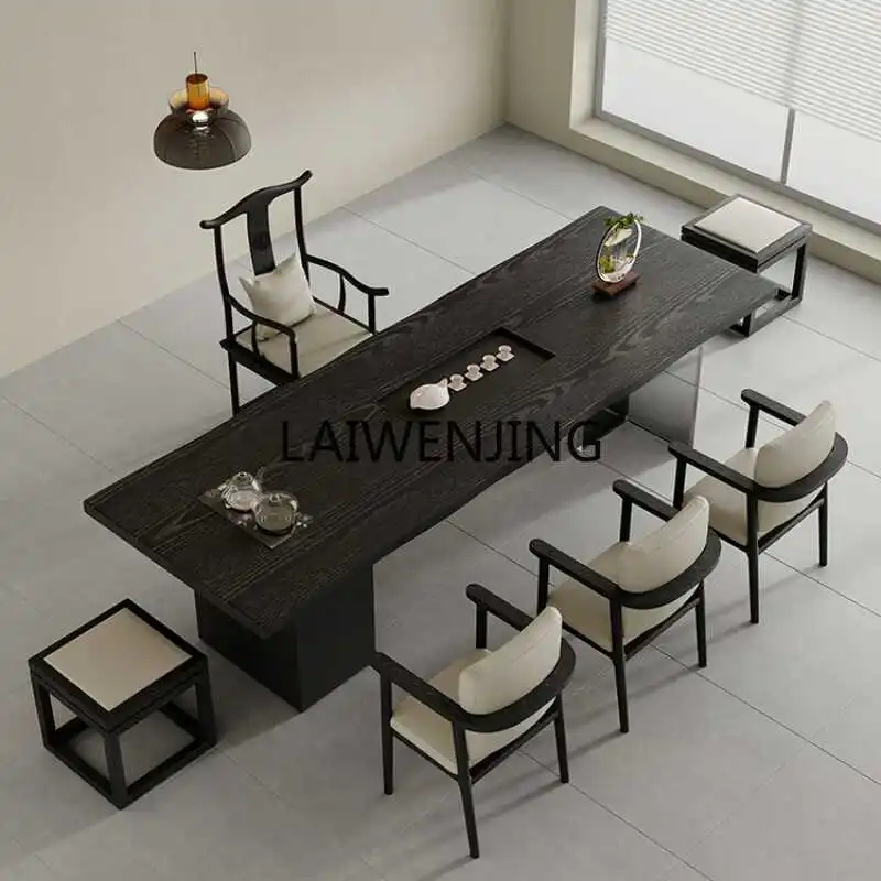 

SGF tea table and chair combination Zen solid wood large board tea table simple and modern