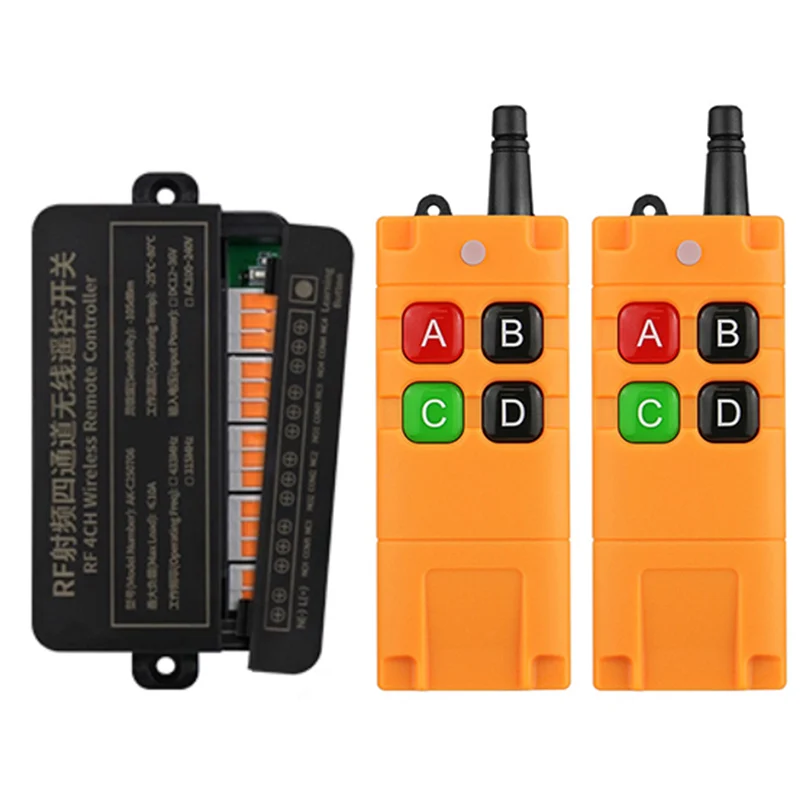 433MHz Universal Wireless Remote Control AC 110V 220V 4CH Relay Radio controller Receiver Module RF Switch & Gate Garage opener