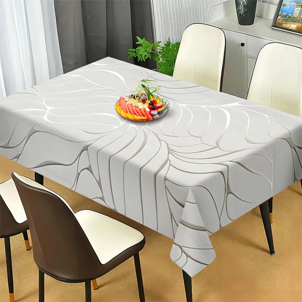 1 pièce au design moderne et minimaliste, tissu à motifs argentés, forme rectangulaire, nappe en polyester, élégante et raffinée