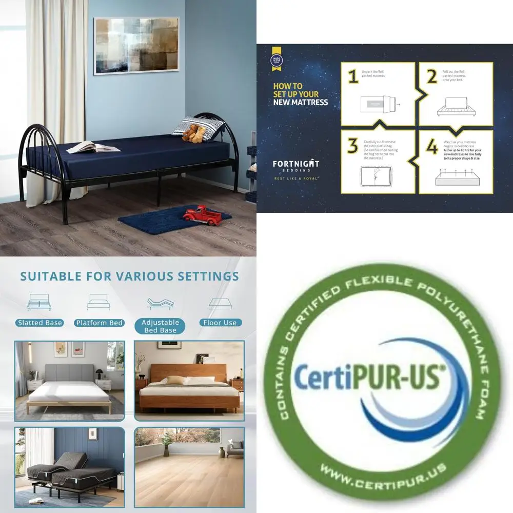 6 مرتبة إسفنجية مع غطاء نايلون أزرق - صناعة أمريكية (36x74x6)