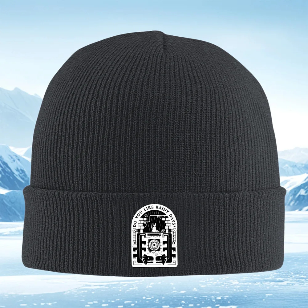 Rainy days fan cartoon creature design Men Women Unisex Knitted Hat Beanie Pullover Cap Winter Thermal Warm Christmas Outdoor Cy
