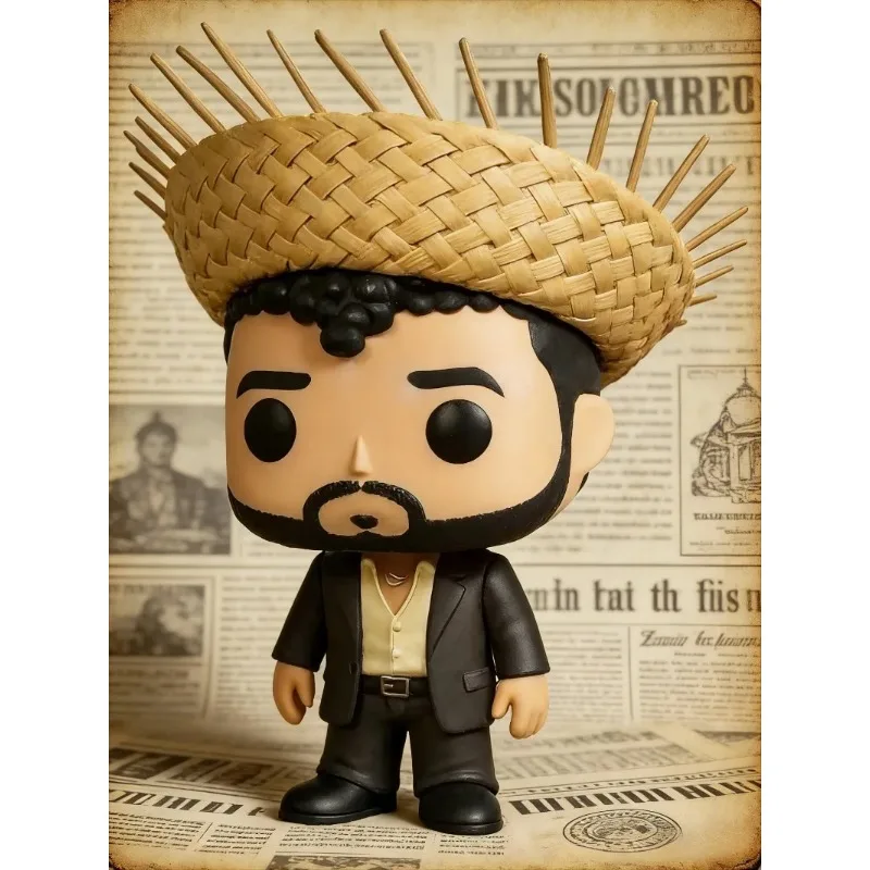 Latin Music Star Collectible Figure with Straw Hat, Unique Rapper Style Toy Statue for Fans Gift, Christmas Home Decor Ornament