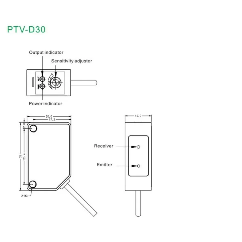AkuSense PTV D30P 30cm Infrared Diffuse Type Sensor For Photoelectric Sensor And Diffuse Sensor Applications