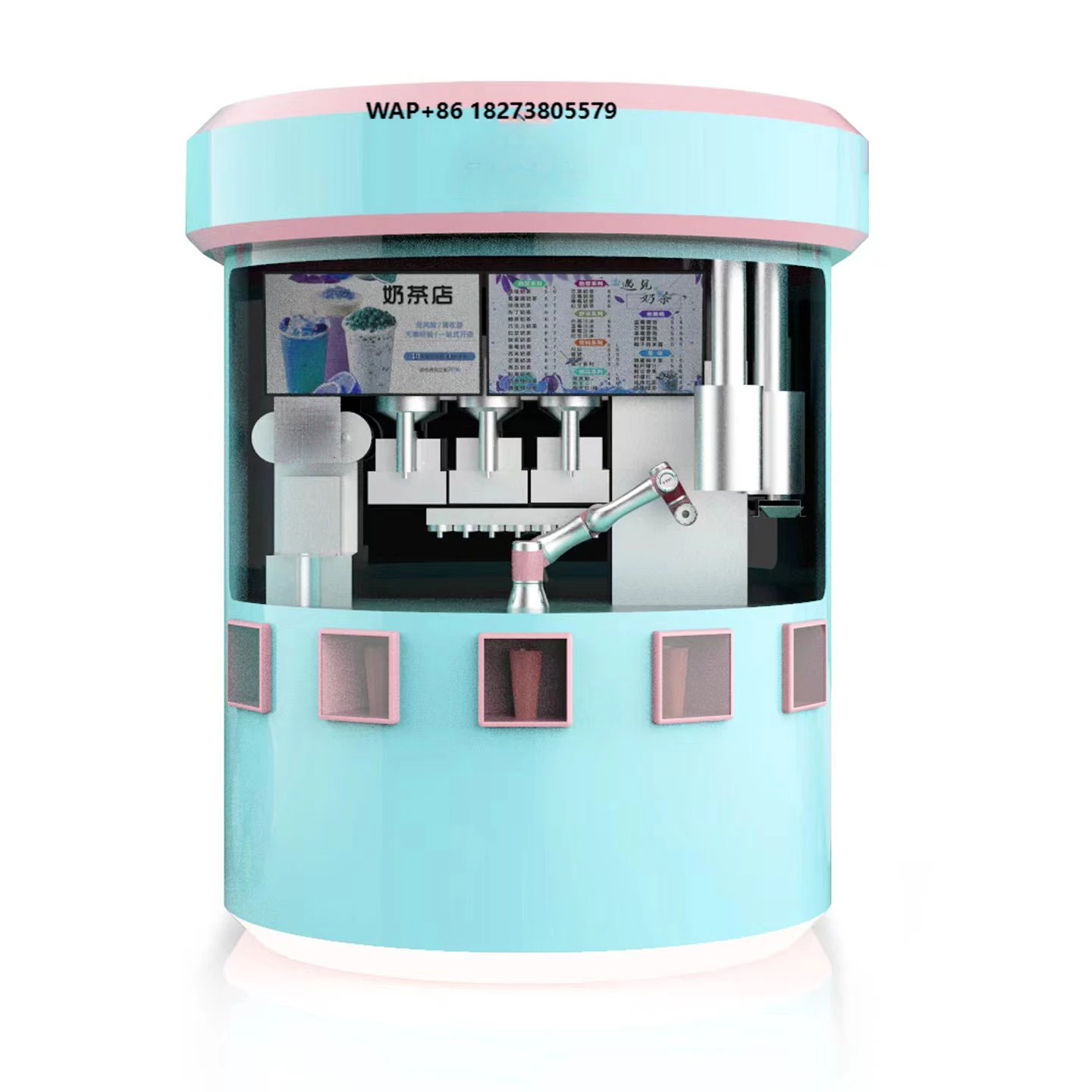Sophisticated Technology Robot Robotic Bubble Tea Vending Machine Touchscreen Display WeChat Ali Pay Payment 150-200 Pcs