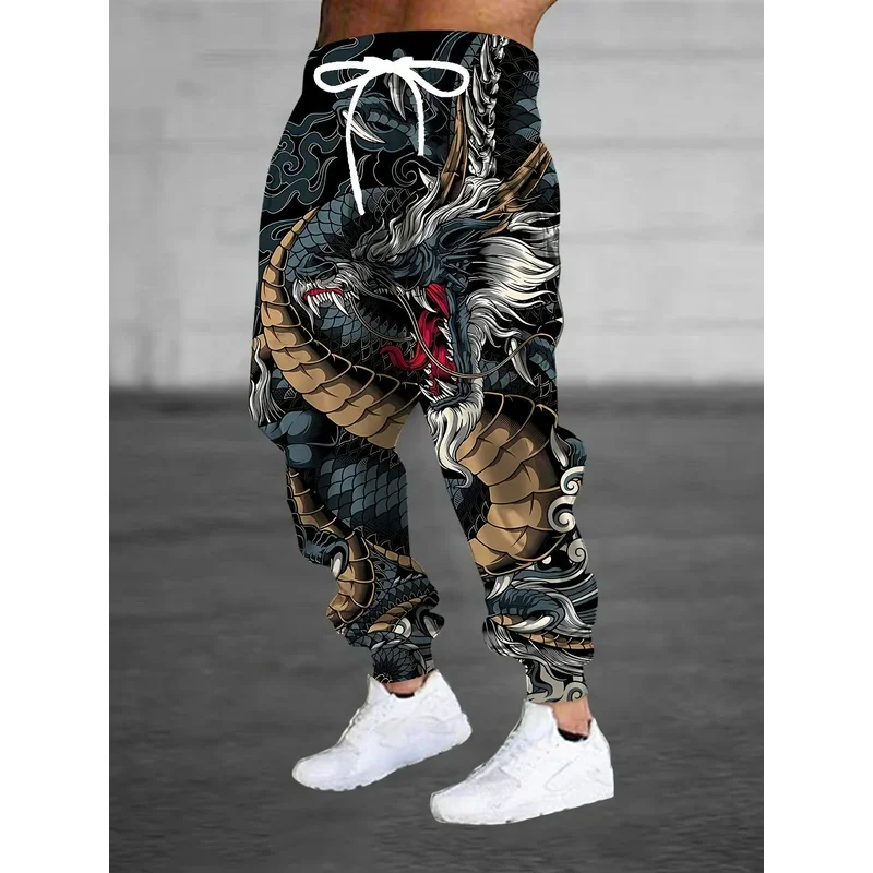 

2026 New pants Chinese Loong printed quick drying high-quality autumn and winter casual sports pants outdoor running clothes