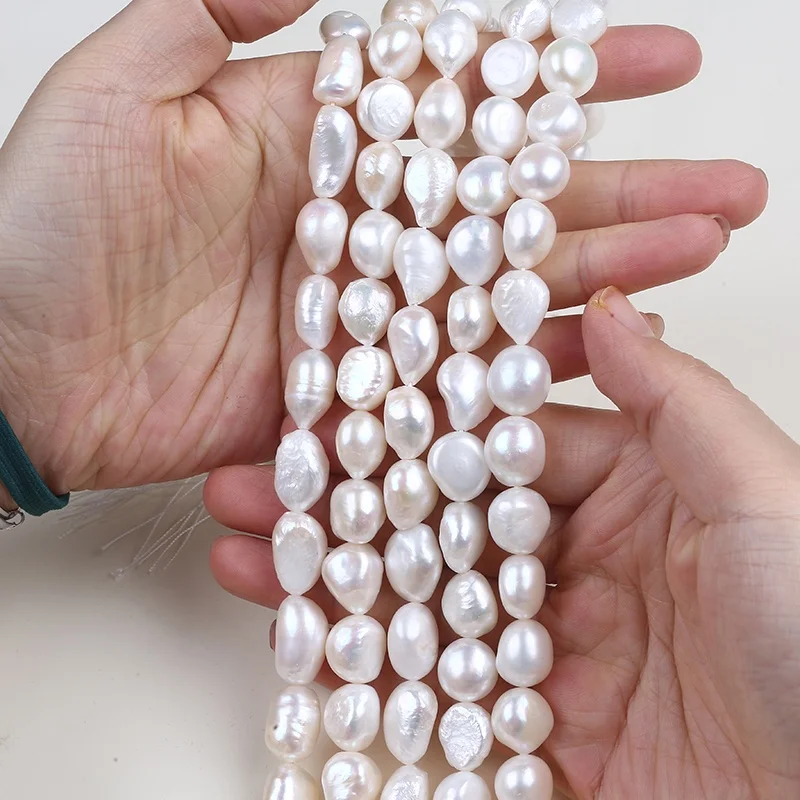 

Wholesale 13-15mm High Luster White Baroque Freshwater Pearl Strand