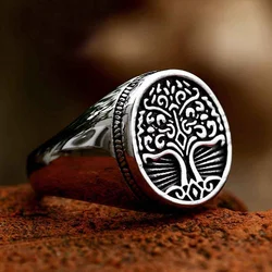 New Vintage Men's Viking Tree Of Life Rings 316L Stainless Steel Fashion Nordic Amulet Ring Simple Party Jewelry Gifts Wholesale