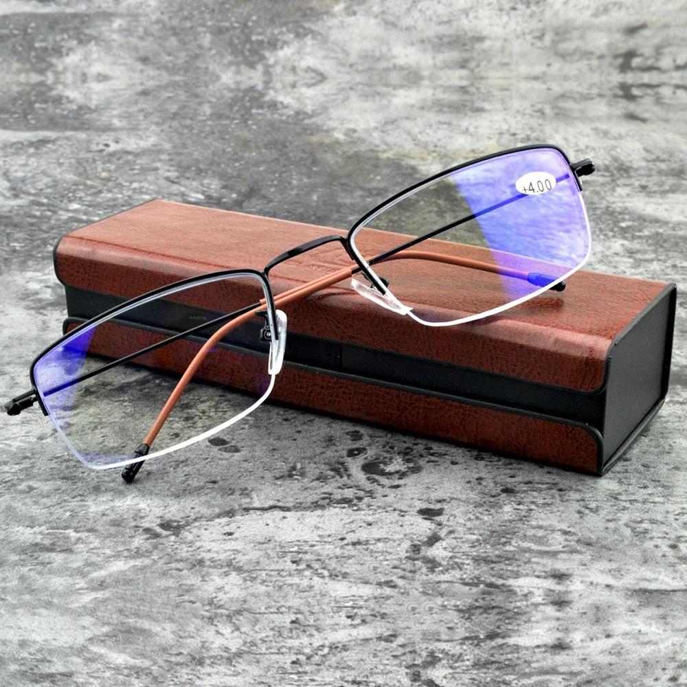 

Men Women Ultralight Half-rim Progressive Multifocal Reading Glasses See Far And Near +0.75 +1 +1.25 +1.5 +1.75 +4 With Case